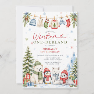 Convites Inverno Onederland 1º Aniversário Árvores de Anima