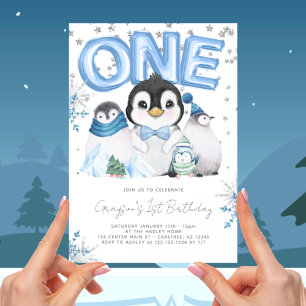 Convites Inverno Onederland 1º Aniversário Azul