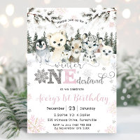Inverno Onederland Animais Árticos Neve Aniversári