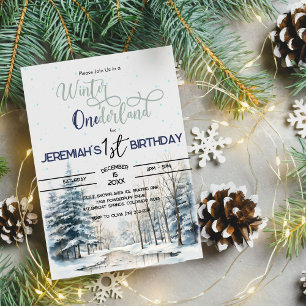 Convites Inverno Onederland Aniversário de 1 ano Menino