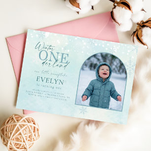 Convites Inverno ONEderland Arco Foto Primeiro Aniversário