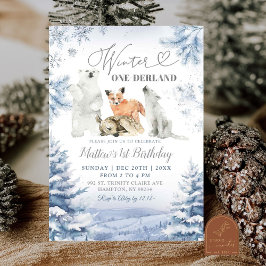 Convites Inverno Onederland Ártico Animais Primeiro Anivers