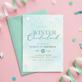 Convites Inverno Onederland Brilho Prata Aniversário de 1 a