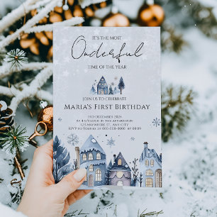 Convites Inverno Onederland Casas de Natal Aniversário