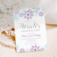 Inverno Onederland Floco de Neve Roxo e Prata
