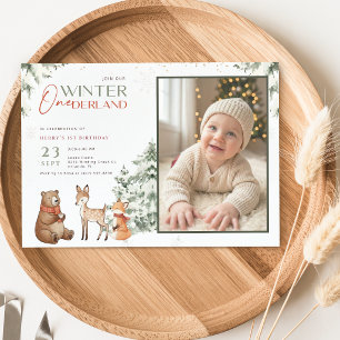 Convites Inverno Onederland Foto de Animal Kid 1º Aniversár