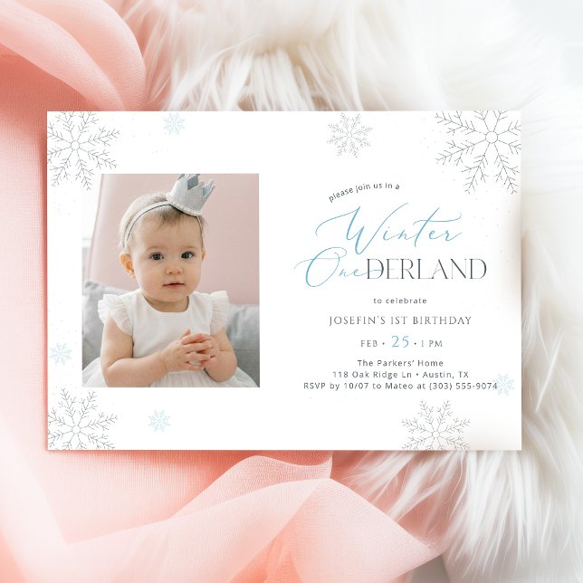 Convites Inverno Onederland Primeiro Aniversário Bebê Crian (Criador carregado)