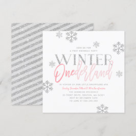 Convites Inverno ONEderland Silver Glitter primeiro anivers