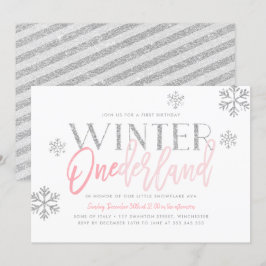 Convites Inverno ONEderland Silver Glitter primeiro anivers
