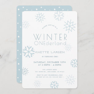 Convites Inverno Onederland Snowflake primeiro aniversario 