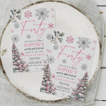 Inverno Quarto Aniversário Convite, Rosa e Prata