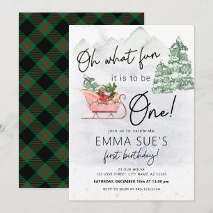 Convites Inverno Que Natal divertido Sleigh Primeiro Aniver