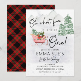 Convites Inverno Que Natal divertido Sleigh Primeiro Aniver