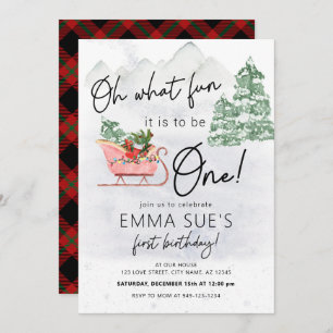 Convites Inverno Que Natal divertido Sleigh Primeiro Aniver