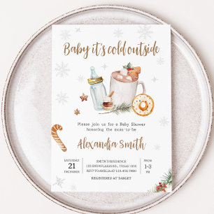 Convites Inverno Quente De Cacau Bebê Frio Fora Do Chá de f