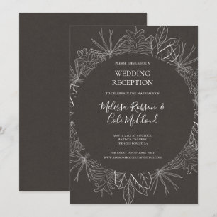 Convites Inverno Rústico Recepção de Casamento em Carvão
