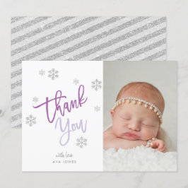 Convites Inverno Silver Glitter Snowflake Obrigado Foto