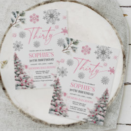 Convites Inverno Trinta de Aniversário Convite, Rosa e Prat