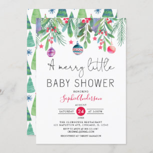 Convites Inverno Uma Feliz Pequena Chá de fraldas De Natal