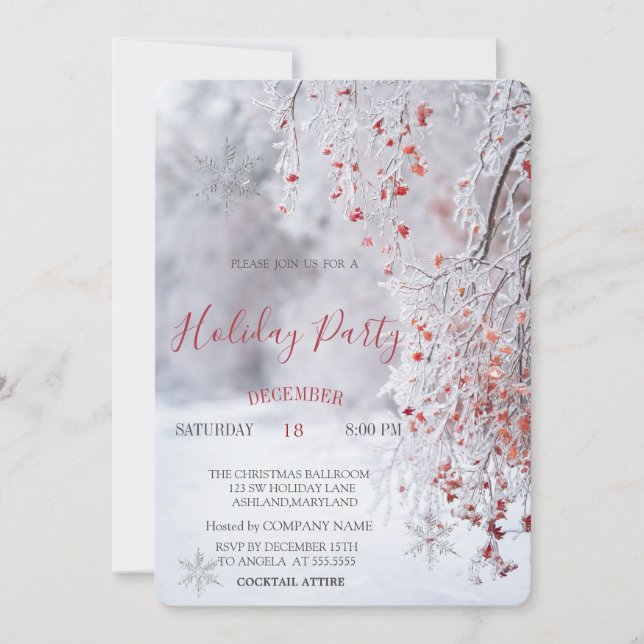 Convites Inverno Wonderland Paisagem Neve Natal (Frente)