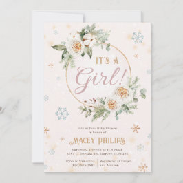 Convites Inverno Wonderland Pink Baby Girl Chá Sprinkle