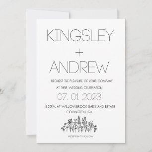 Convites Invimento Floral Mínimo e Russo de Casamento