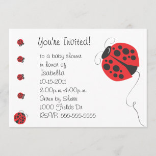 Convites Invit. Chá de fraldas Ladybug e Baby Ladybug