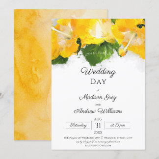 Convites Invit De Casamento De Arte De Flor Amarelo Belo