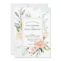 Invit De Casamento Floral Cor De Água Elegante, Co