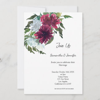 Convites Invit de Casamento Floral de Código QR LGBGQ Gay m