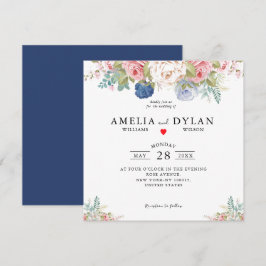 Convites Invit De Casamento Moderno Floral, Rosa-Rosa, Com 