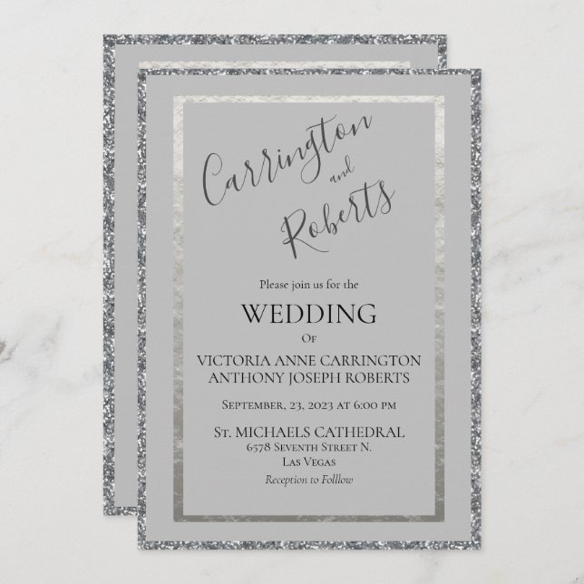 Convites Invit De Casamento Simples Moderno Mínimo De Scrip (Frente/Verso)