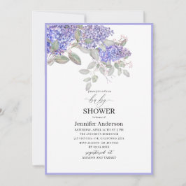 Convites Invit de Chá de fraldas Lilac Flores Elegante
