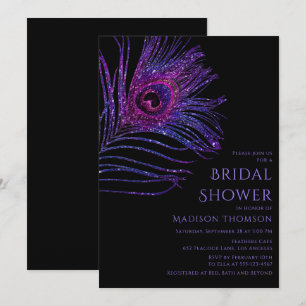 Convites Invit de Chá de panela Roxo de Folha de Peacock