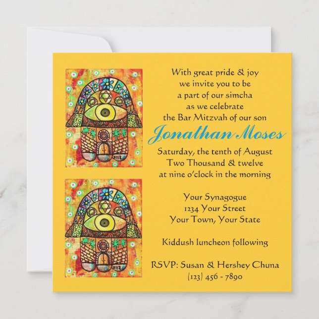 Convites Invit De Manhã (Praça) Cidade De Jerusalém Hamsa (Frente)