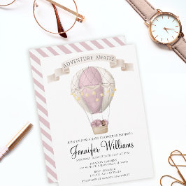 Convites Invit do chá de fraldas de balão de ar quente afro