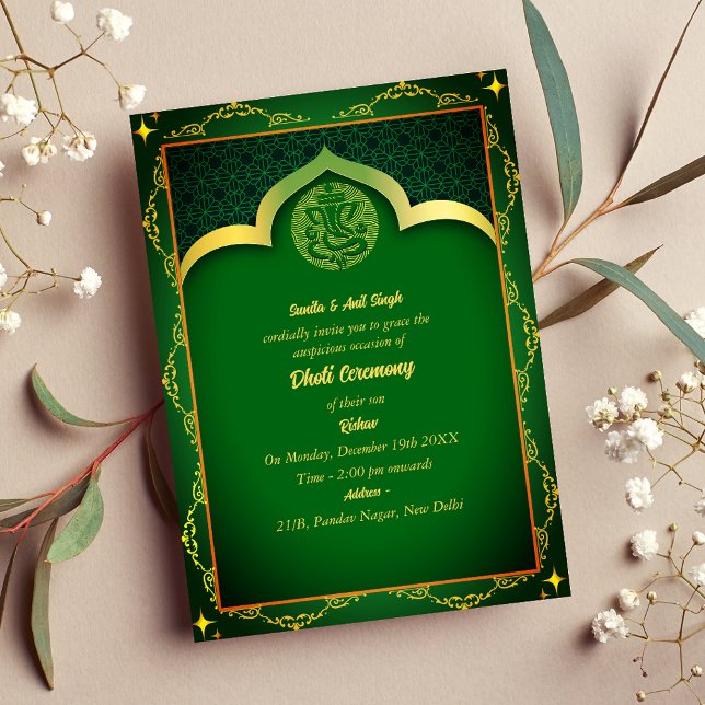 Convites Invit do índio Hindu Dhoti Cerimônia Pancha Kattu (Criador carregado)