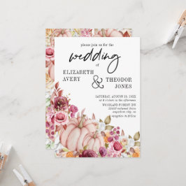 Convites Invit Floral de Autumn Pumpkin, Rosa De Casamento