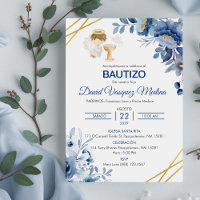 Invitação Bautizo Flor Bonito Menino Anjo Batismo