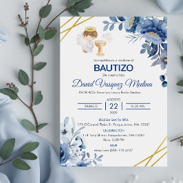 Convites Invitação Bautizo Flor Bonito Menino Anjo Batismo
