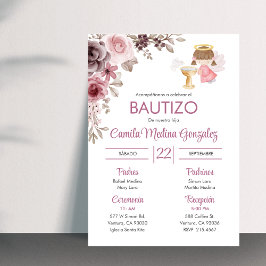 Convites Invitação Bautizo Flowers Cute Girl Angel Baptism