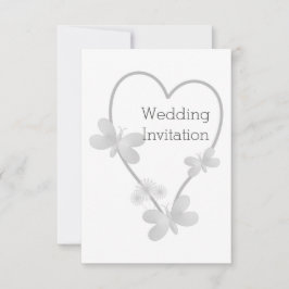 Convites Invitação Casual Borboletas do Coração Silver