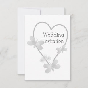 Convites Invitação Casual Borboletas do Coração Silver