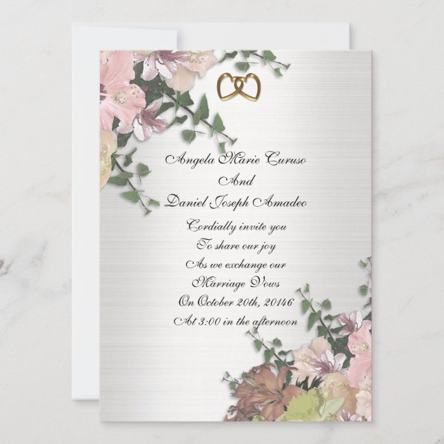 Convites Invitação de Casamento Flores de Aquarela (Frente)