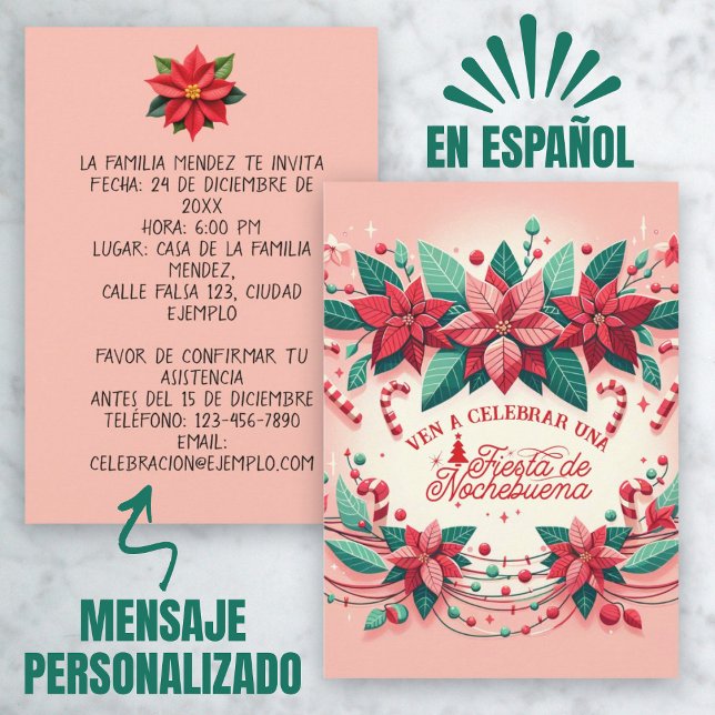 Convites Invitação Mexican Fiesta de Nochebuena (Invitación Mexican Fiesta de Nochebuena Spanish Invitation)