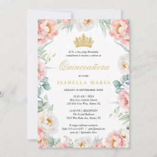 Convites Invitação Quinceañera Rosa Para Editar En Español