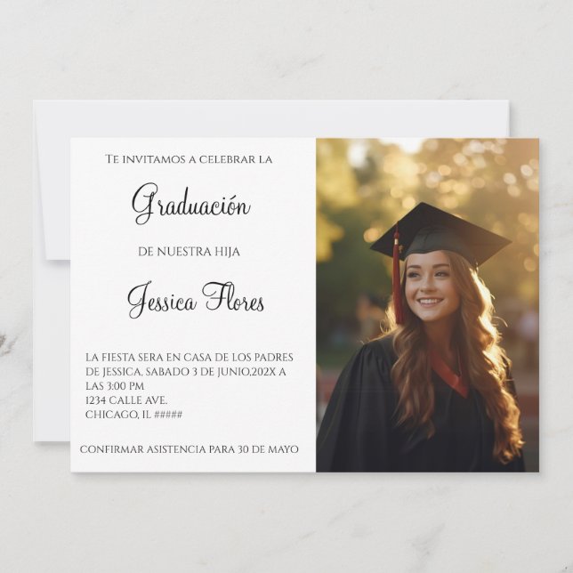 Convites Invitácio de Gración con foto (Frente)