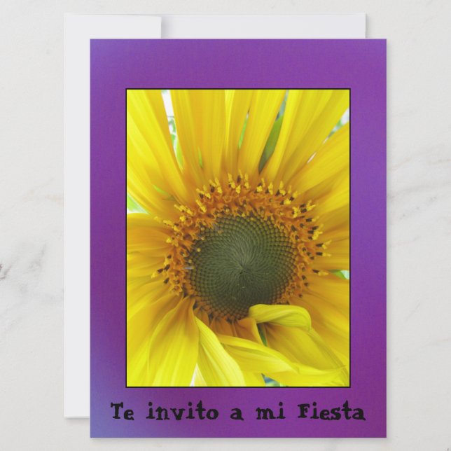 Convites Invitación - A invito a mi Fiesta - Girasol (Frente)