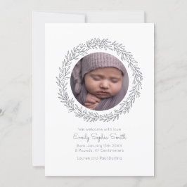 Convites Invitación Baby Announcement Photo Card Wreath mod