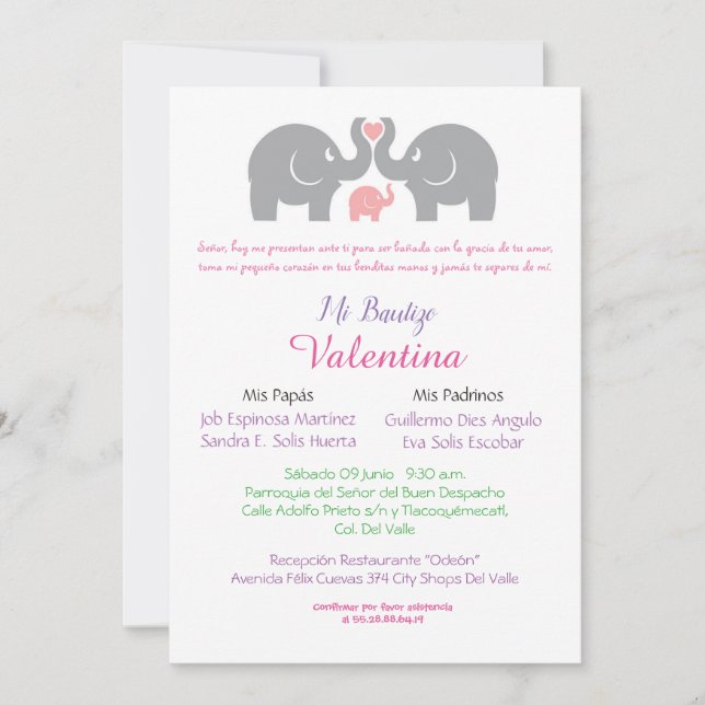 Convites invitacion bautizo (Frente)